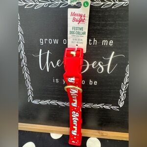 Festive Red Dog Collar Merry dog Collar Size Large